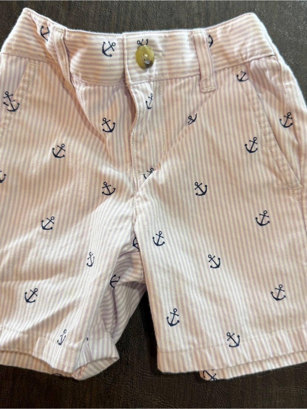 Janie and Jack Kids Seersucker Anchor-Print Shorts - Light Pink Sz 3-6M